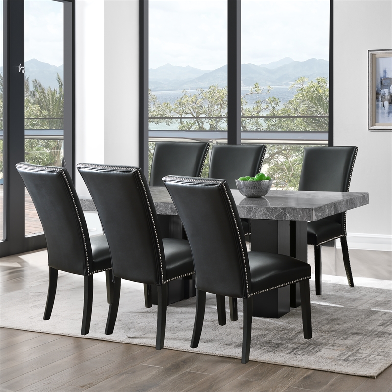 Steve Silver Camila 7PC Rectangle Dining Set with Black Chairs