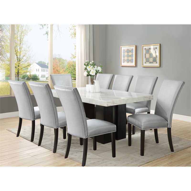 Steve Silver Camila 9PC Rectangle Dining Set with Silver Chairs