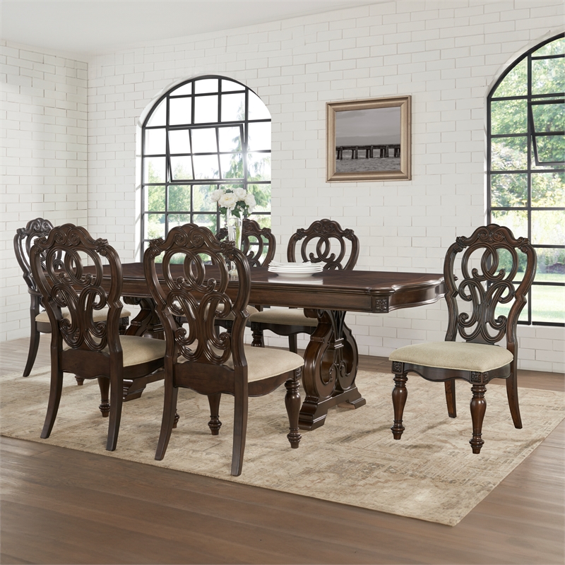 Steve Silver Royale 7-Piece Dining Set in Brown