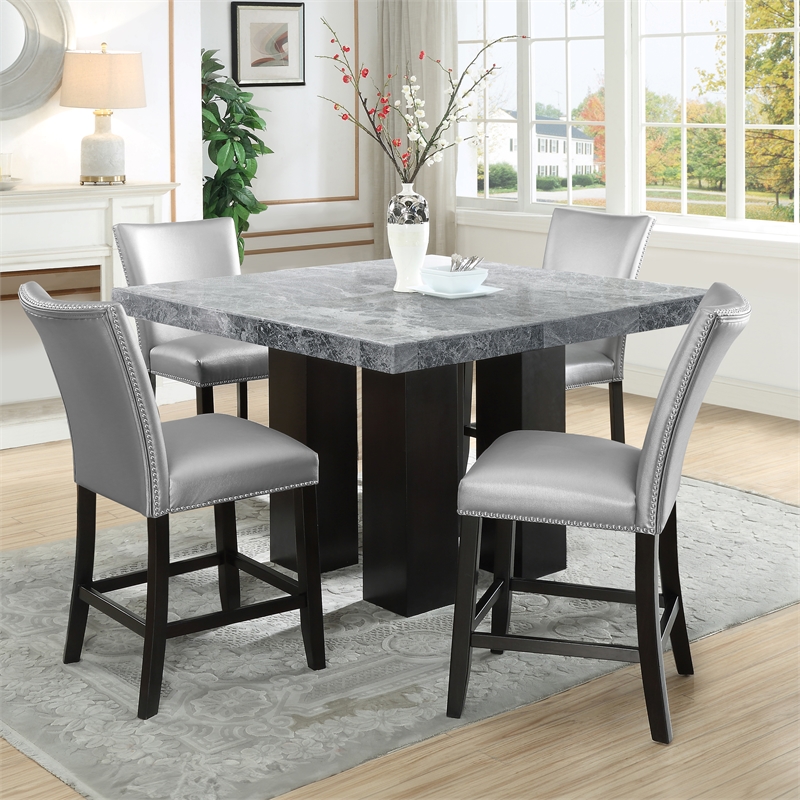 Steve Silver Camila Square 5PC Counter Dining Set with Blue Chairs