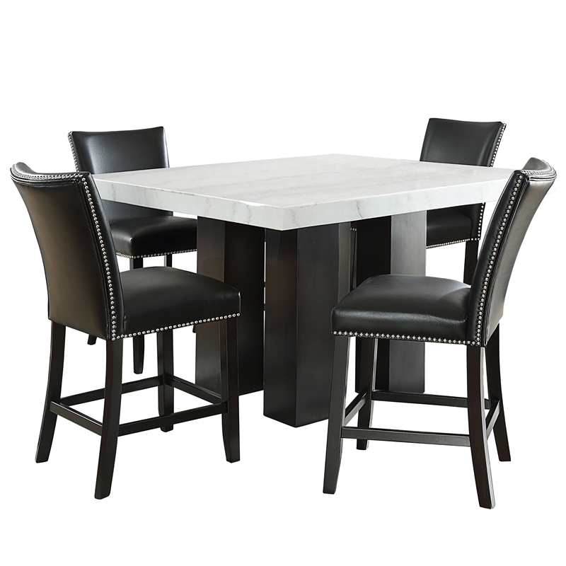 Steve Silver Camila Square 5PC Counter Dining Set with Black Chairs