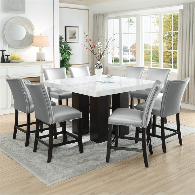 Steve Silver Camila Square 7PC Counter Dining Set with Blue Chairs