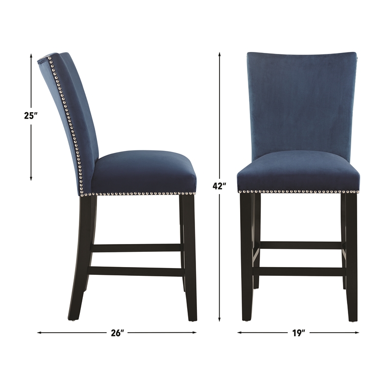 Steve Silver Camila Square 9PC Counter Dining Set with Blue Chairs