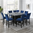 Steve Silver Camila Square 9PC Counter Dining Set with Blue Chairs
