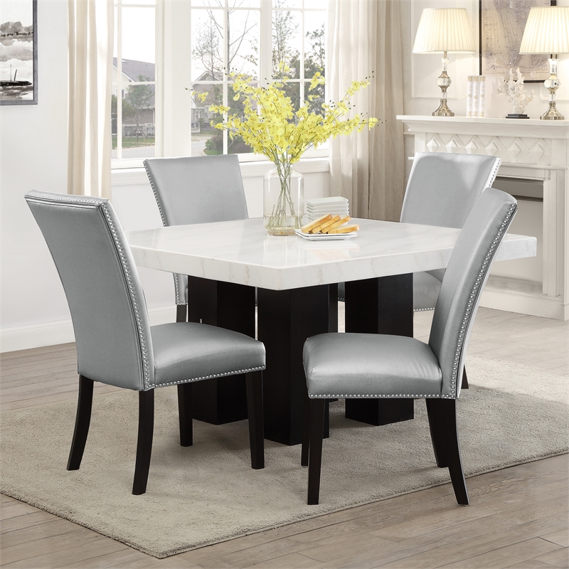 Steve Silver Camila Square 5PC Dining Set With Silver Chairs