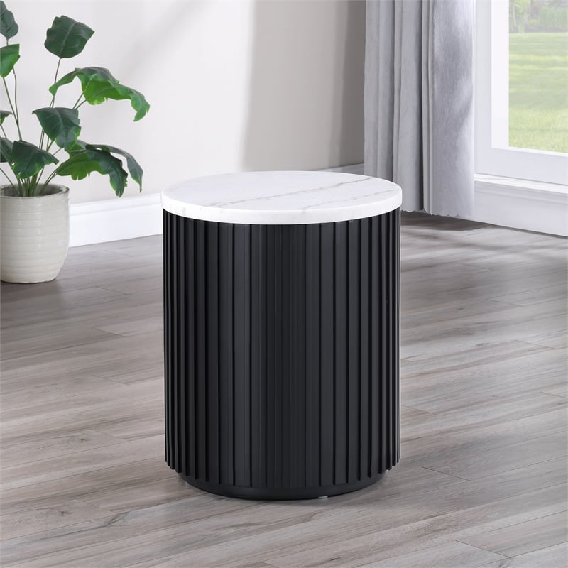 Steve Silver Colvin Round End Table in Black Finish