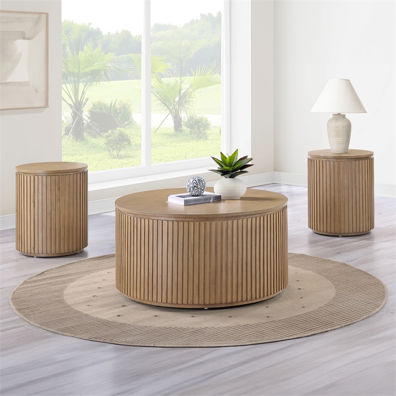 Steve Silver Colvin Round End Table in Toffee Finish