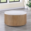 Steve Silver Colvin 3pc Round White Marble Top Coffee & End Table Set in Toffee