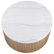 Steve Silver Colvin 3pc Round White Marble Top Coffee & End Table Set in Toffee