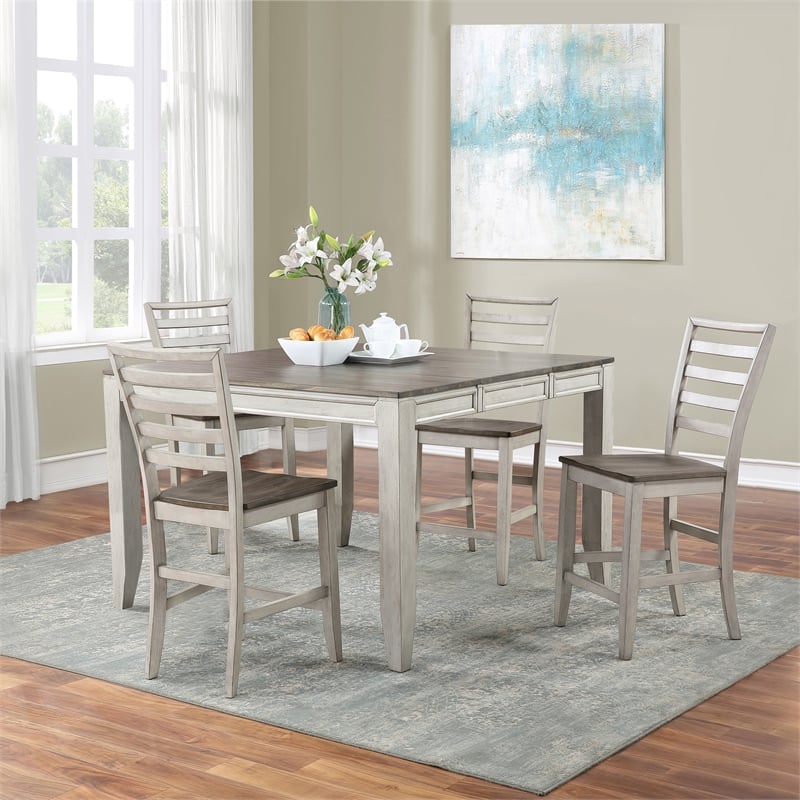 Steve Silver Abacus 5pc Counter Dining Set in Gray