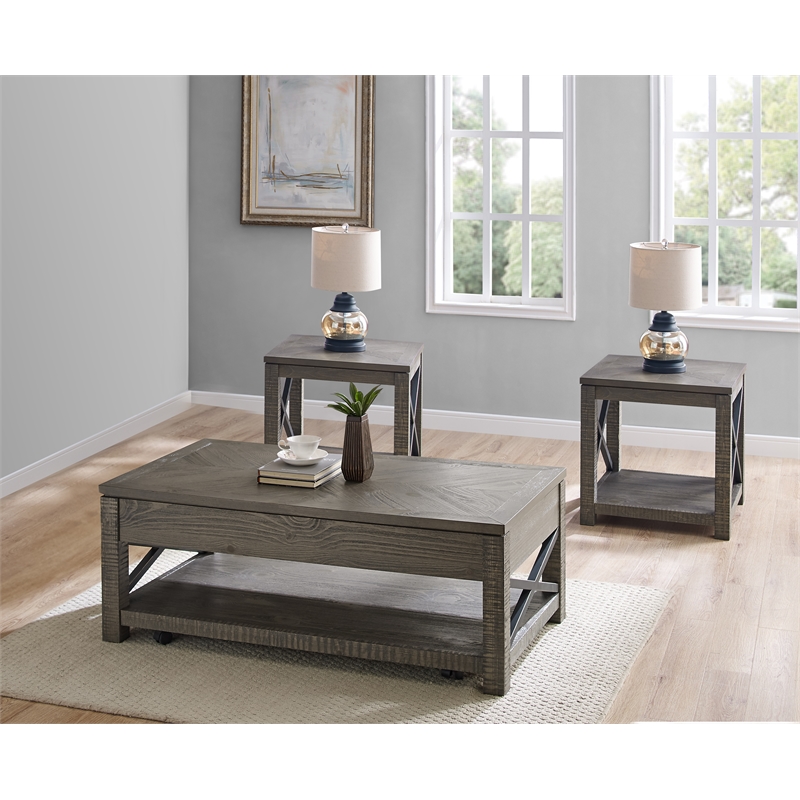 Steve Silver Dexter Cocktail & 2 End Table in Brown