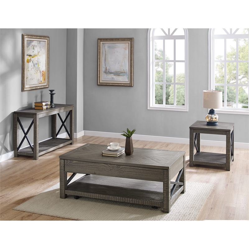 Steve Silver Dexter Cocktail & 2 End Table in Brown