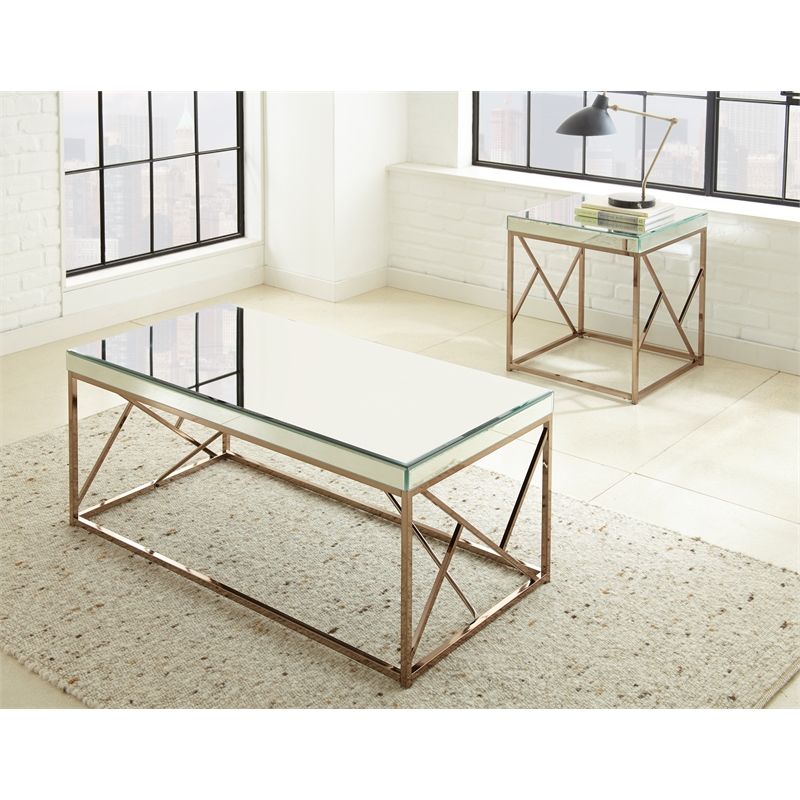 Steve Silver Evelyn 3pc Coffee & End Table Set in Tan
