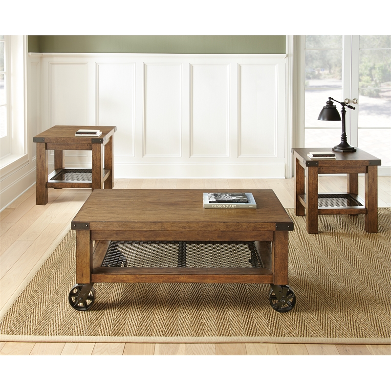Steve Silver Hailee 3pc Coffee Table Set in Brown