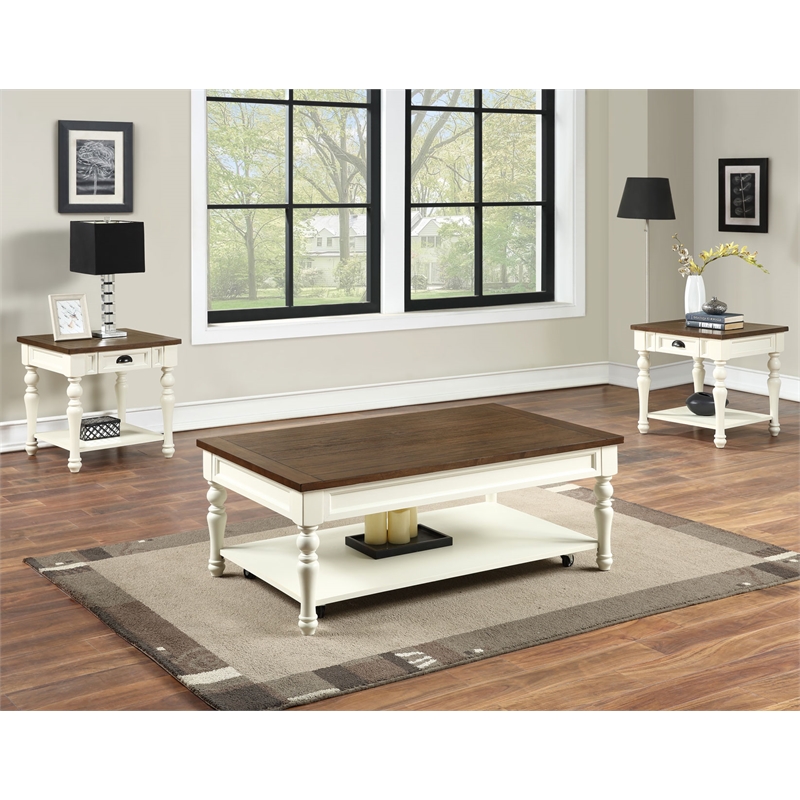 Steve Silver Joanna 3pc Two End & One Coffee Table in White