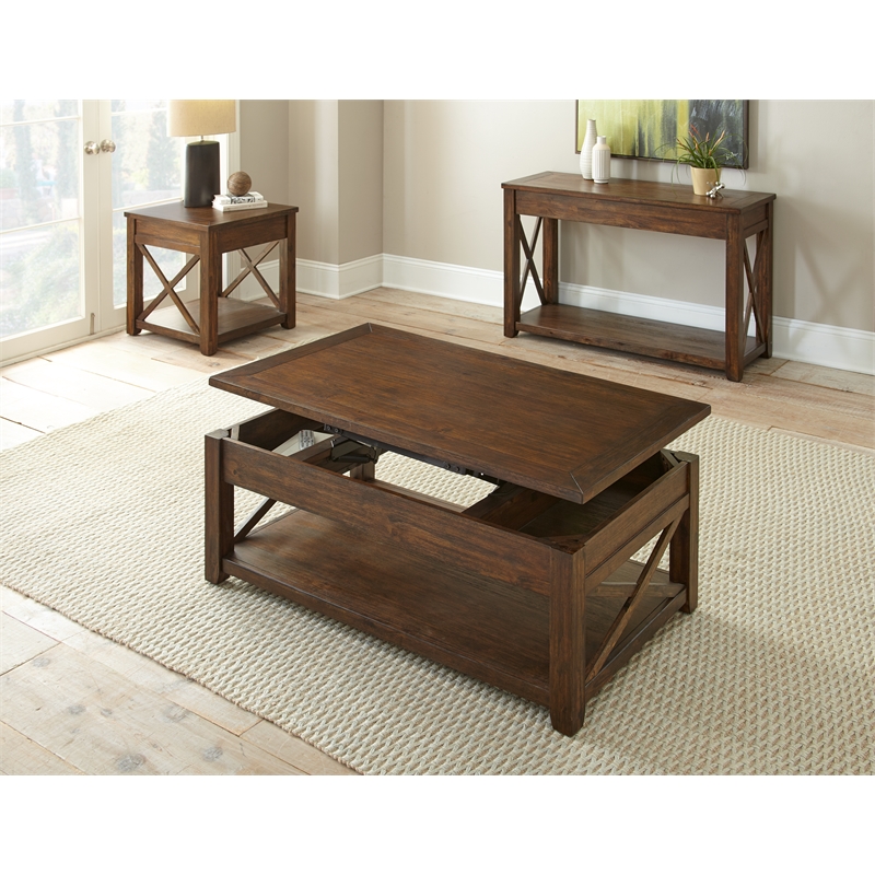 Steve Silver Lenka 3pc Coffee & End Table Set in Brown