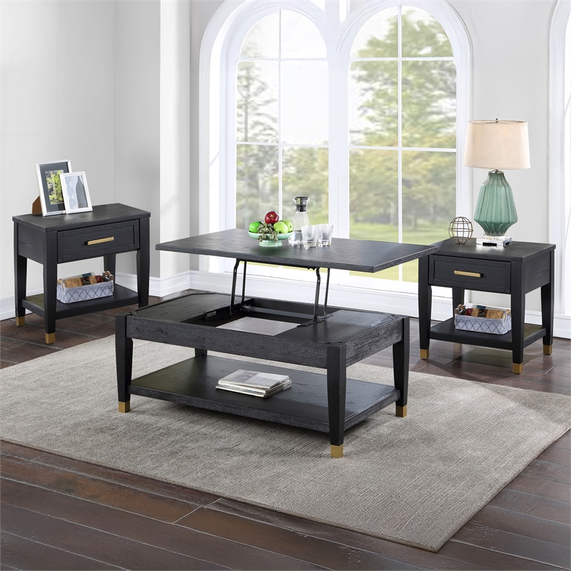 Steve Silver Yves 3PC Cofee End Table Set in Black