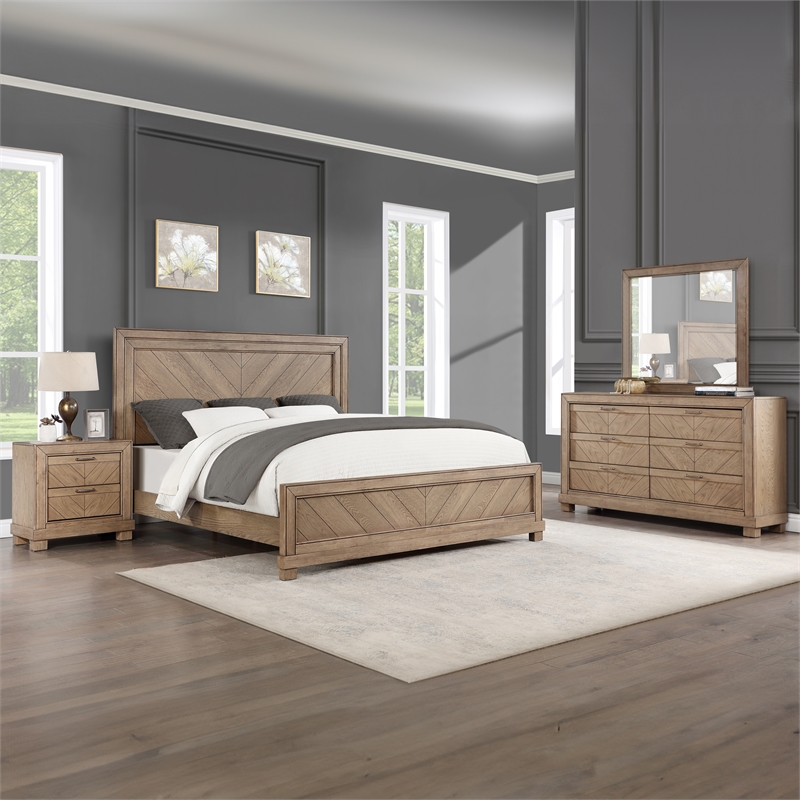 Steve Silver Montana 4-Piece King Bedroom Set in Weathered Sand