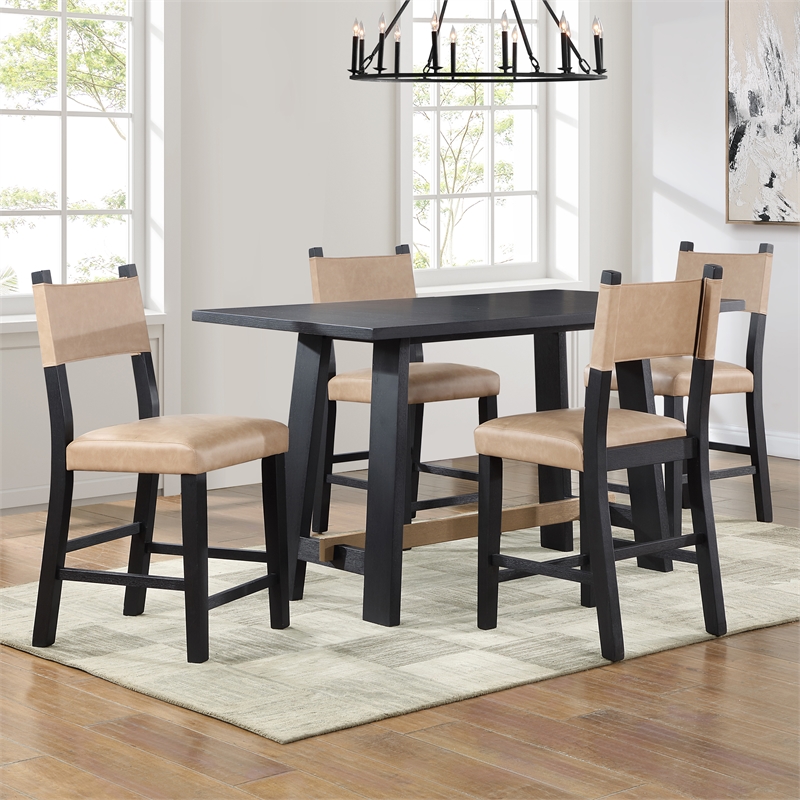 Steve Silver Aubrey 7PC Counter Dining Set in Black