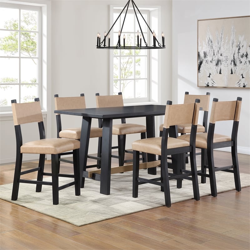 Steve Silver Aubrey 7PC Counter Dining Set in Black