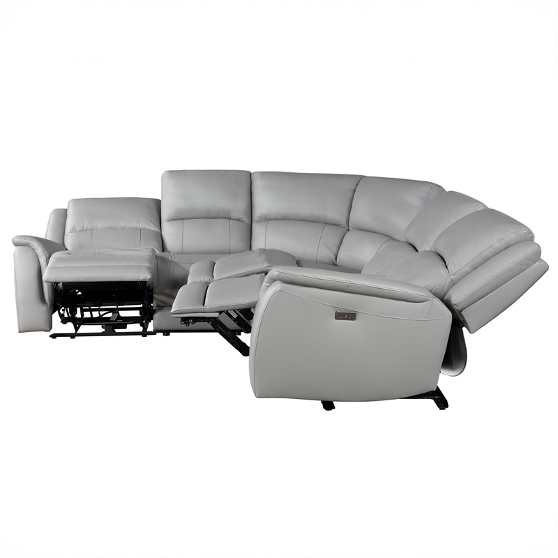 Steve Silver Alexandria 5pc Leather Power Reclining Sofa in Stone
