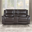 Steve Silver Alexandria Leather Power Reclining Love Seat in Brown