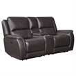 Steve Silver Alexandria Leather Power Reclining Love Seat in Brown