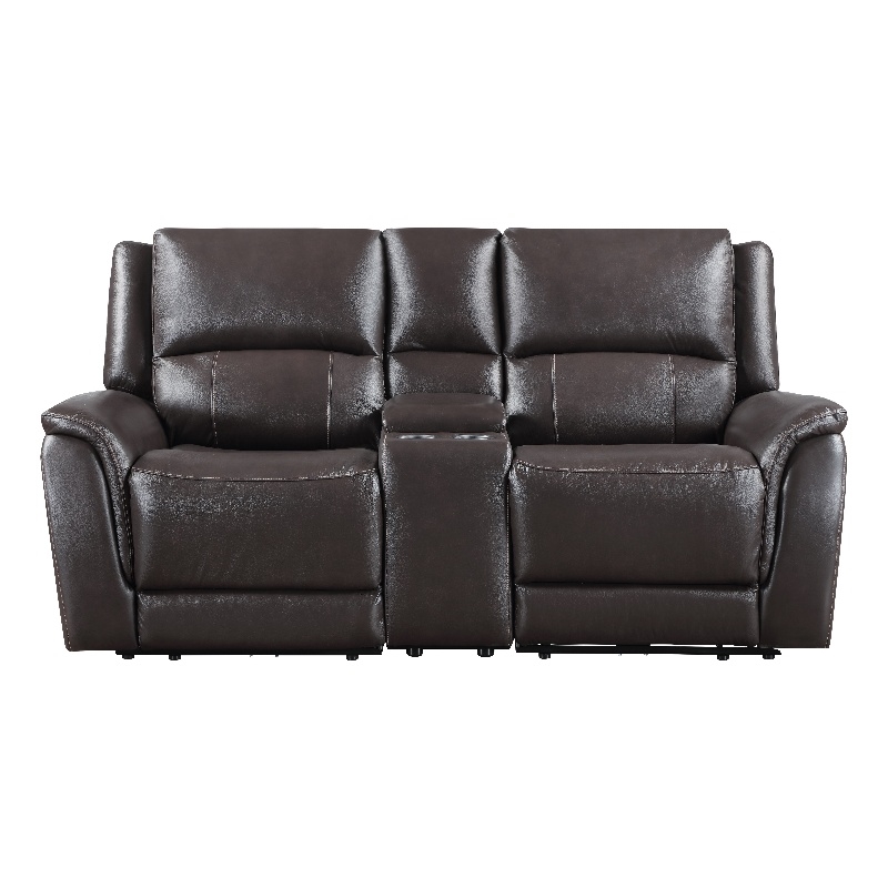 Steve Silver Alexandria Leather Power Reclining Love Seat in Brown
