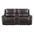 Steve Silver Alexandria Leather Power Reclining Love Seat in Brown