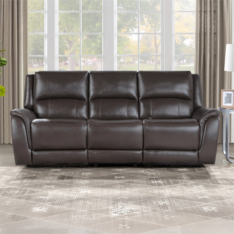 Steve Silver Alexandria Leather Power Reclining Sofa in Brown