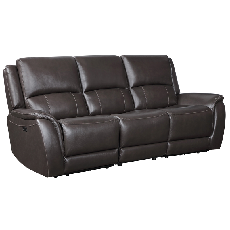 Steve Silver Alexandria Leather Power Reclining Sofa in Brown