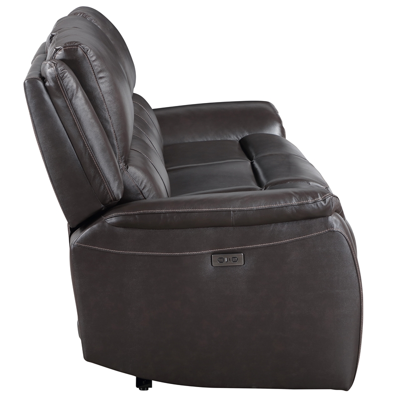 Steve Silver Alexandria Leather Power Reclining Sofa in Brown