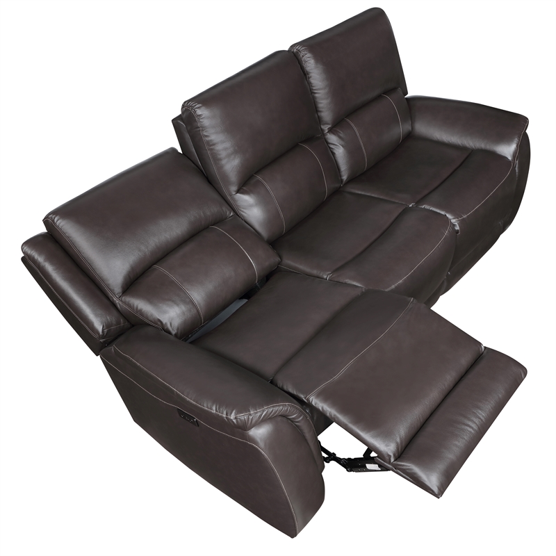 Steve Silver Alexandria Leather Power Reclining Sofa in Brown