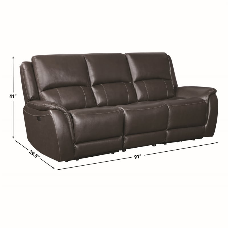 Steve Silver Alexandria Leather Power Reclining Sofa in Brown