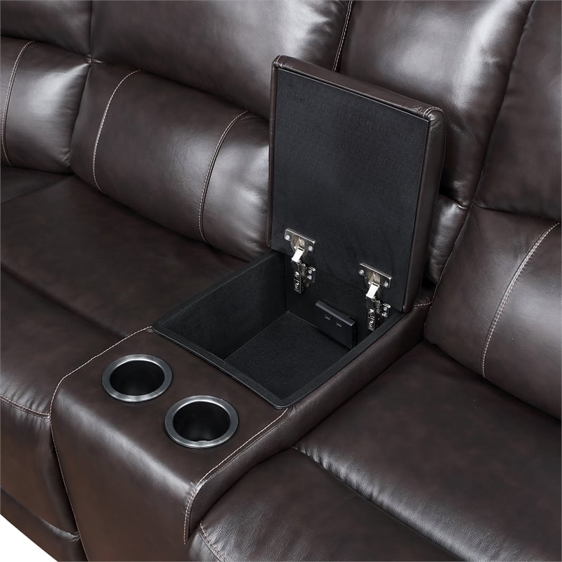 Steve Silver Alexandria 6pc Dual-Power Leather Reclining Sectional in Chocolate