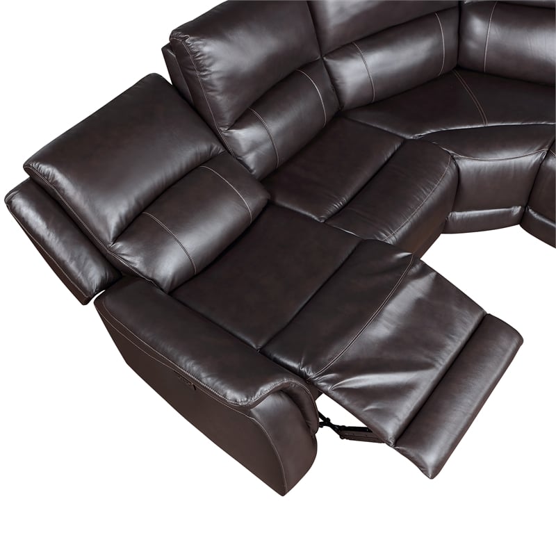 Steve Silver Alexandria 6pc Dual-Power Leather Reclining Sectional in Chocolate