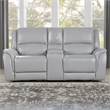 Steve Silver Alexandria Leather Power Reclining Love Seat in Gray
