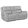 Steve Silver Alexandria Leather Power Reclining Love Seat in Gray
