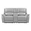 Steve Silver Alexandria Leather Power Reclining Love Seat in Gray