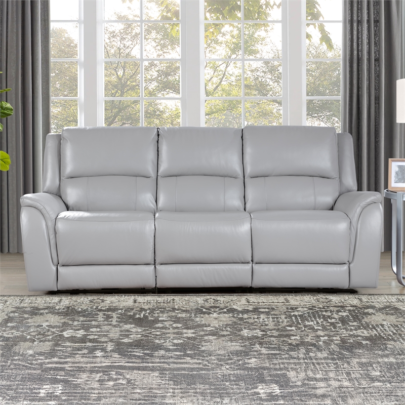 Steve Silver Alexandria Leather Power Reclining Sofa in Gray