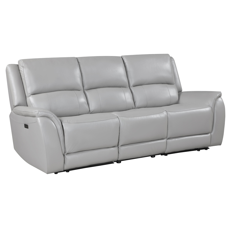 Steve Silver Alexandria Leather Power Reclining Sofa in Gray