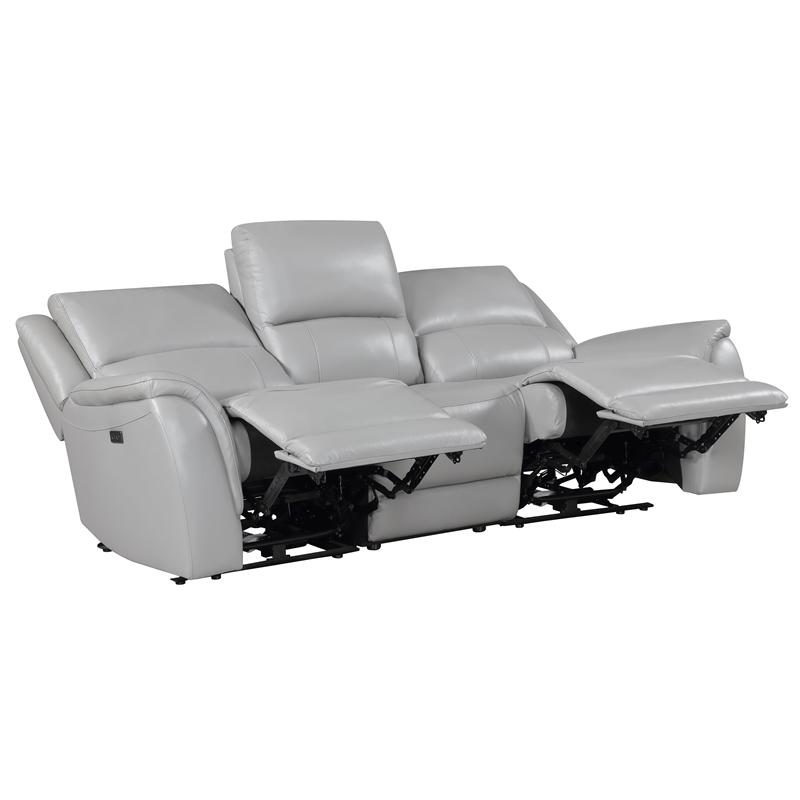 Steve Silver Alexandria Leather Power Reclining Sofa in Gray