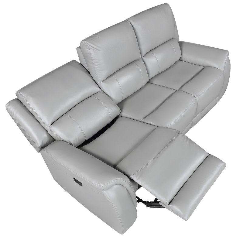 Steve Silver Alexandria Leather Power Reclining Sofa in Gray