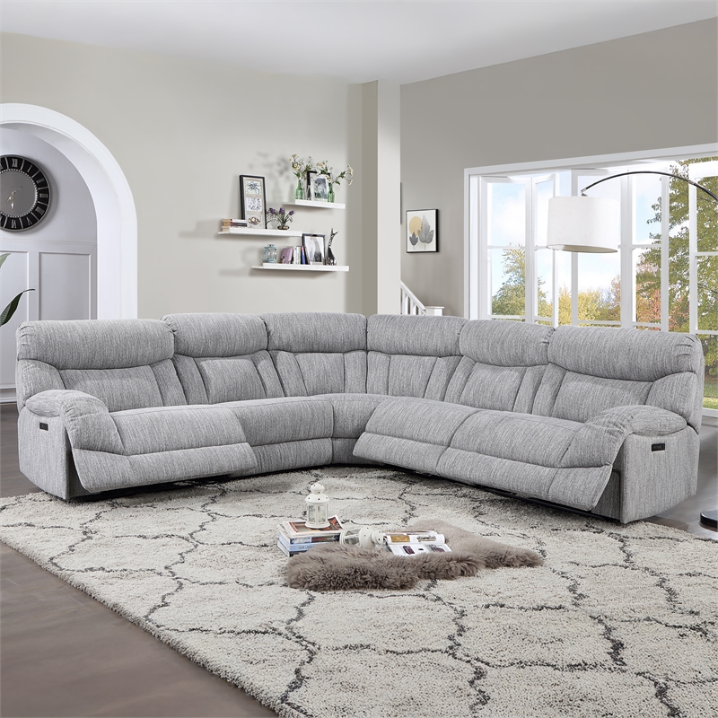 Steve Silver Park City 5PC Sectional Sofa Set in Gray