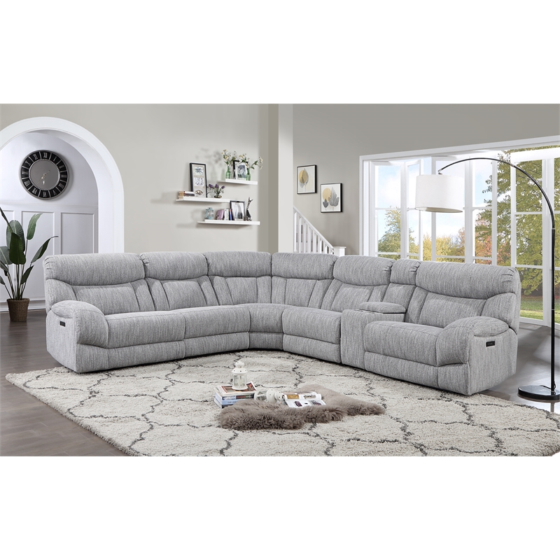 Steve Silver Park City 5PC Sectional Sofa Set in Gray