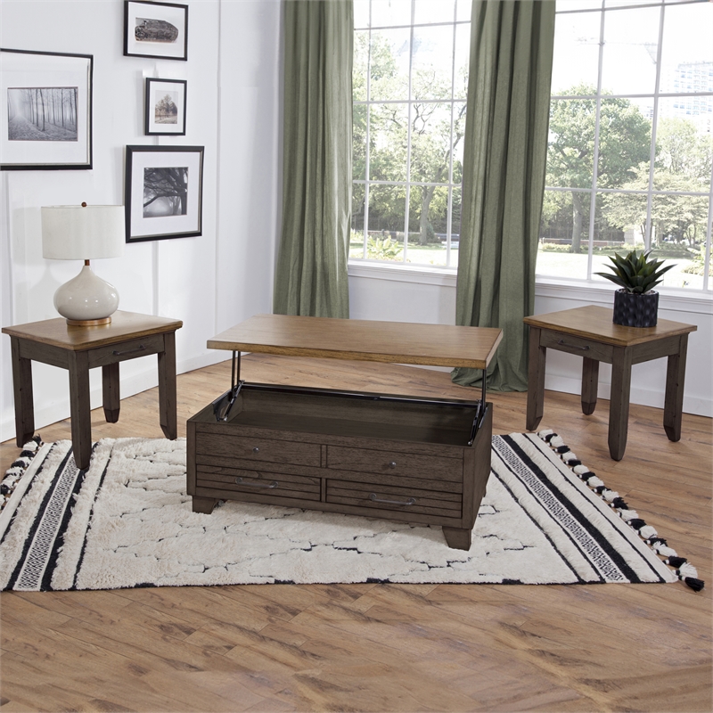 Steve Silver Bear 3pc Coffee End Table Set in Brown