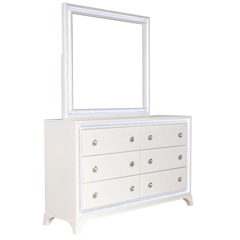 Steve Silver Cassie 4-Piece King Bedroom Set in Off White