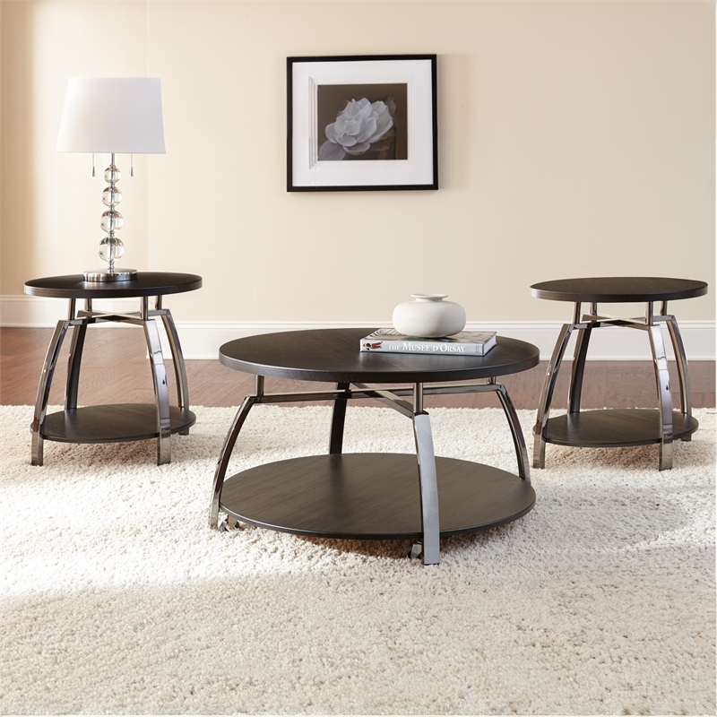 Steve Silver Coham 3pc Coffee Table Set in Brown