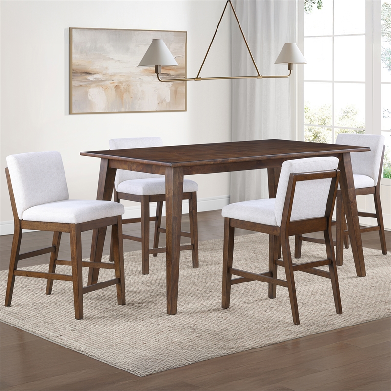Steve Silver Canton 5PC Counter Dining Set w/Upholster Chair in Brown