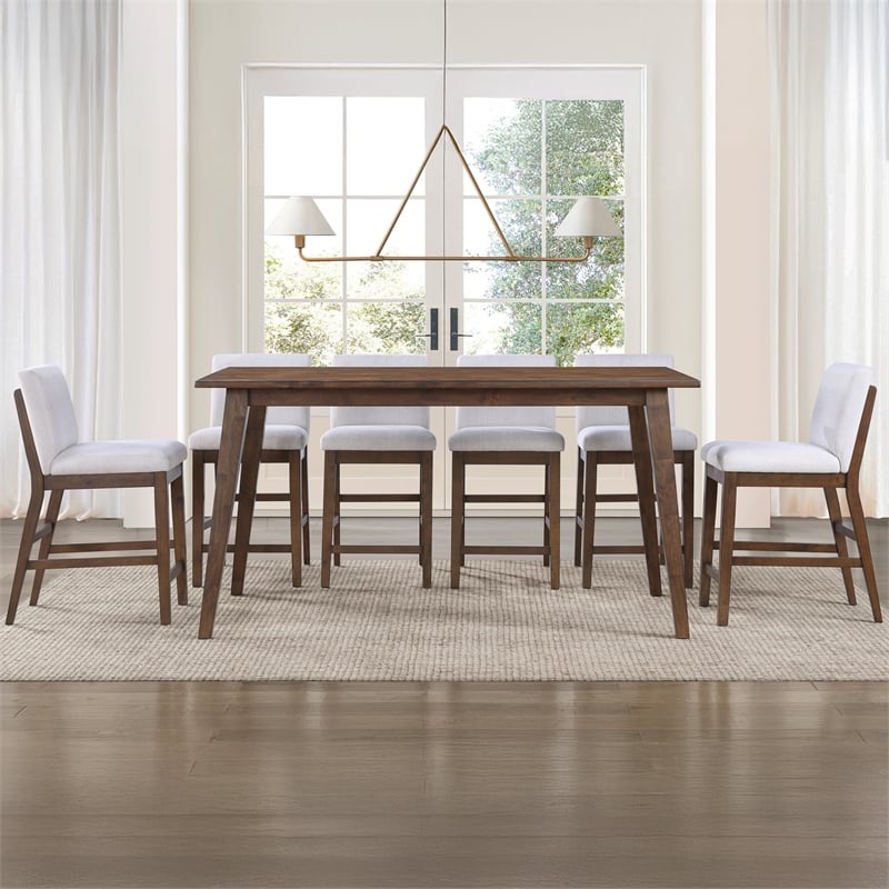 Steve Silver Canton 7PC Counter Dining Set w/Upholster Chair in Brown